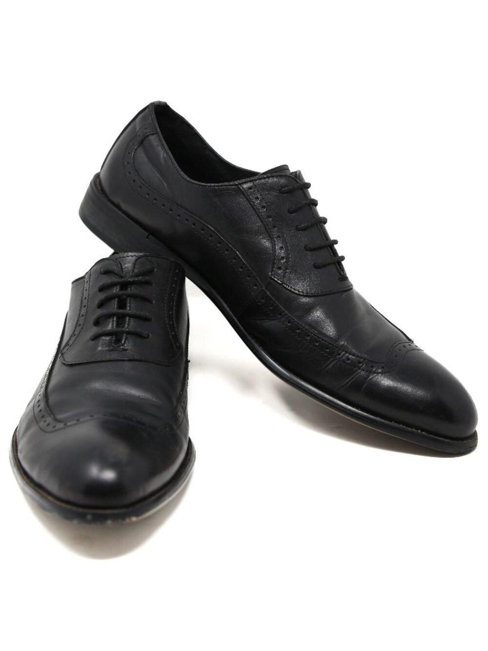 Giorgio Armani Italy Black Leather Brogue Cap Toe Oxford Shoes Mens Sz 45 US 12